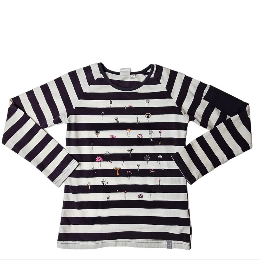 Deux Par Deux long sleeve striped mushroom graphic t-shirt size 6